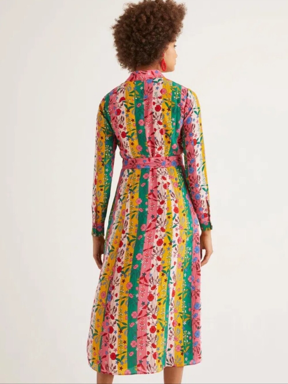 BODEN Orella 100% Silk Belted Shirt Dress - Bright Camelia Garden Charm - Picture 4 of 6